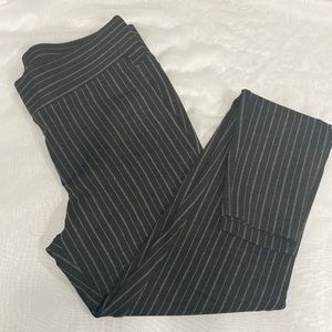 Loft Pants Womens Small Gray Stretch Stripped High Rise Skinny Pull On Office